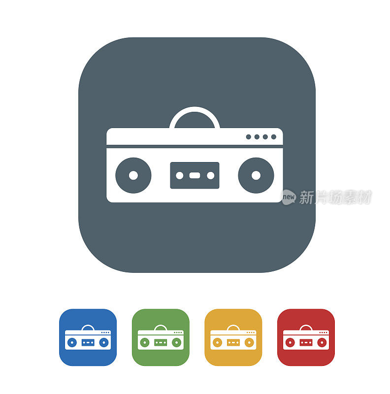 Boom box flat Icon Isolated on White Background. Boom box平板图标孤立在白色背景上。矢量图的图标